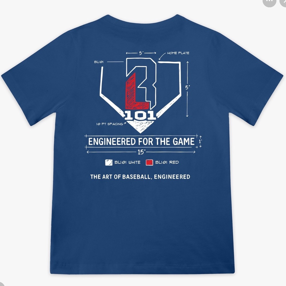 Baseball Lifestyle 101 Engineered For The Game Tee Blue 3XL New With Tags